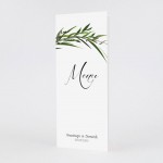 Menu weselne Olive Mirror z motywem botanicznym