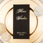 Minimalistyczne pozłacane otwierane menu weselne - Gold Mirror Black - PRÓBKA