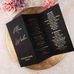 Minimalistyczne pozłacane otwierane menu weselne - Minimalist Black - PRÓBKA