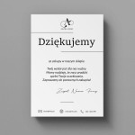 Minimalistyczne podziękowania za zakupy dla klientów na białym papierze z czarnym nadrukiem - POD8