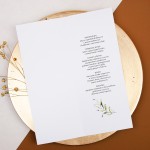 Otwierane menu na stoły weselne z motywem gałązki - Olive Brunch