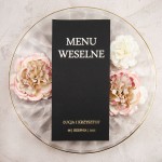 Otwierane menu na stoły weselne ze złotym wykończeniem - Slim Black Gold
