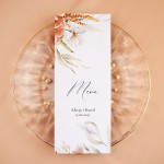 Otwierane menu weselne z motywami beżowych i różowych kwiatów - Beige Roses