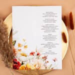 Otwierane menu weselne z motywem kolorowych kwiatów - Summer Flowers