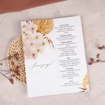 Otwierane menu weselne z motywem kwiatów boho - Pastel Boho