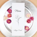 Otwierane menu weselne z motywem szkicowanego maku - Simple Poppy