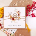 Otwierane zaproszenia na Komunię Świętą z motywem polnych kwiatów do uzupełnienia - Communion