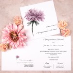 Otwierane zaproszenia ślubne z fioletowym kwiatem - Purple Flower - PRÓBKA