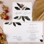 Otwierane zaproszenia ślubne z motywami tropikalnych liści i kwiatów - Bush - PRÓBKA
