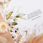 Otwierane zaproszenia ślubne z motywem białych kwiatów i zielonych listeczków do własnoręcznego uzupełnienia - Green II - LAST MINUTE
