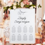 Plan sali weselnej (rozmieszczenie gości) z motywem delikatnego szkicowanego maku - Simple Poppy