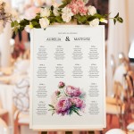 Plan rozmieszczenia gości weselnych z motywem kwiatowym w odcieniach różu - Aurelia