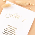 Plany stołów weselnych (rozmieszczenie gości) na pojedynczych kartach ze złotym wykończeniem - Case, Pocket