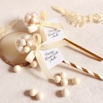 Podziękowania dla gości na Komunie - Grzechotka złota z kokosowymi drażetkami