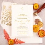 Pozłacane zaproszenia na Komunię Świętą na papierze Ecru do uzupełnienia - Nirvana Communion