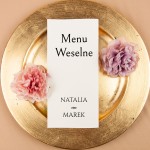 Rozkładane minimalistyczne menu na papierze ecru - Blossom