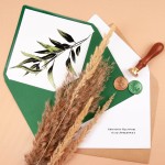 Rustykalne zaproszenia na Komunię Świętą z kalką i motywem gałązki oliwnej do uzupełnienia - Boho Communion