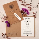 Rustykalne zaproszenia ślubne na papierze ekologicznym - Finger Print - PRÓBKA