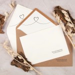 Rustykalne zaproszenia ślubne z dodatkiem serca z kory - Eco Birch's Heart