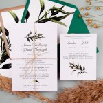 Rustykalne zaproszenia ślubne z motywem gałązki oliwnej - Rustic Boho