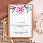 Rustykalne zaproszenia ślubne z motywem kwiatów piwonii do własnoręcznego uzupełnienia - Sweet Peony Eco - LAST MINUTE