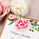 Rustykalne zaproszenia ślubne z motywem różowych piwonii  - Sweet Peony - PRÓBKA