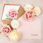 Rustykalne zaproszenia ślubne z motywem różowych piwonii  - Sweet Peony