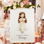 Tablica powitalna gości z grafiką dziewczynki do Komunii - Communion Girl