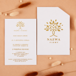 Zaproszenia biznesowe z białym etui i ze złoconym logo firmy - Glamour White Case