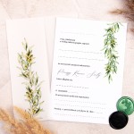 Zaproszenia na Komunię Świętą z kalką i motywem gałązek oliwnych do uzupelnienia - Pure Olive Communion