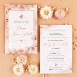 Zaproszenia na Komunię Świętą z motywem różowych kwiatów do uzupełnienia- Aurora Communion