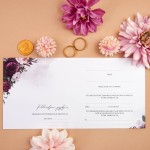 Zaproszenia na ślub z białymi i bordowymi kwiatami do własnoręcznego uzupełnienia - Rose & White - LAST MINUTE