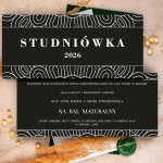 Jednokartowe zaproszenia na studniówkę z dwustronnym białym nadrukiem - Prom