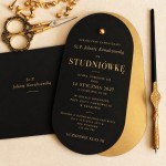 Eleganckie zaproszenia na bal maturalny studniówkę - Noir Elegance Black Prom