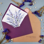 Zaproszenia ślubne fioletowe z bukietem lawendy - Lavender Flower