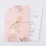 Zaproszenia Ślubne z różowym etui ze złoconymi gałązkami - Glamour Pink Case