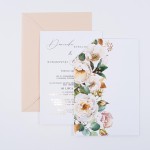 Zaproszenia Ślubne z białym kwiatowym etui i złoconym tekstem - Floral Case