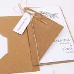Zaproszenia Ślubne rustykalne z papierem eko i minimalistycznymi liśćmi- Wild