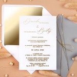 Zaproszenia Ślubne z elegancką kieszonką w kolorze szarym i złotym sznureczkiem - Grey Pocket - PRÓBKA