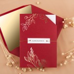 Zaproszenia Ślubne z etui w kolorze czerwonym i ze złoconymi gałązkami - Glamour Red Case - PRÓBKA