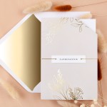 Zaproszenia Ślubne z etui w kolorze szarym i ze złoconymi gałązkami - Glamour Grey Case