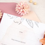 Zaproszenia ślubne z pudrową akwarelą i szkicowanymi listkami do własnoręcznego uzupełnienia - Soft - LAST MINUTE