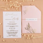 Zaproszenia Ślubne z różowym etui ze złoconymi gałązkami - Glamour Powder Case - PRÓBKA
