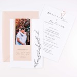 Zaproszenia Ślubne ze zdjęciem Pary Młodej i różowym spinaczem - Glammy Powder Pink