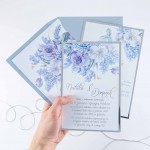 Posrebrzane zaproszenia ślubne z motywem kwiatowym Reflection Silver - PRÓBKA