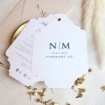 Eleganckie zaproszenia na ślub na papierze ecru ze złotym pinem - Pure Frame Double
