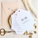 Eleganckie zaproszenia na ślub na papierze ecru ze złotym pinem - Pure Frame Double