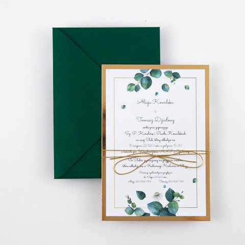 Botaniczne zaproszenia ślubne Eukaliptus Mirror Green