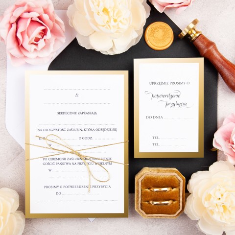 Eleganckie pozłacane zaproszenia ślubne do własnoręcznego uzupełnienia - Gold Mirror - LAST MINUTE