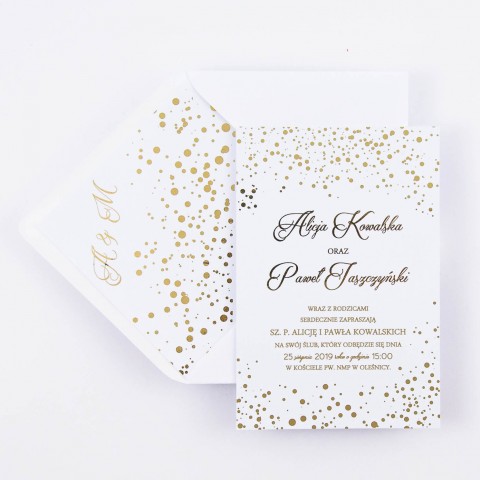 Eleganckie zaproszenia ślubne Golden Dots 2